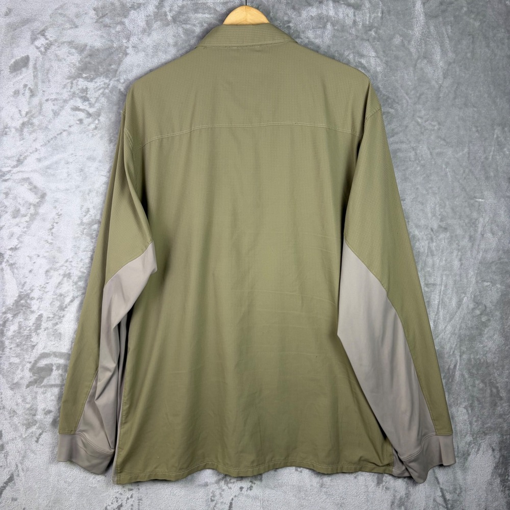 Simms Fishing Shirt XXL Ripstop Long Sleeve Green Mens Snap Utility Outdoor Top - Picture 11 of 13